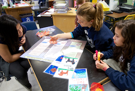 Students work on science project